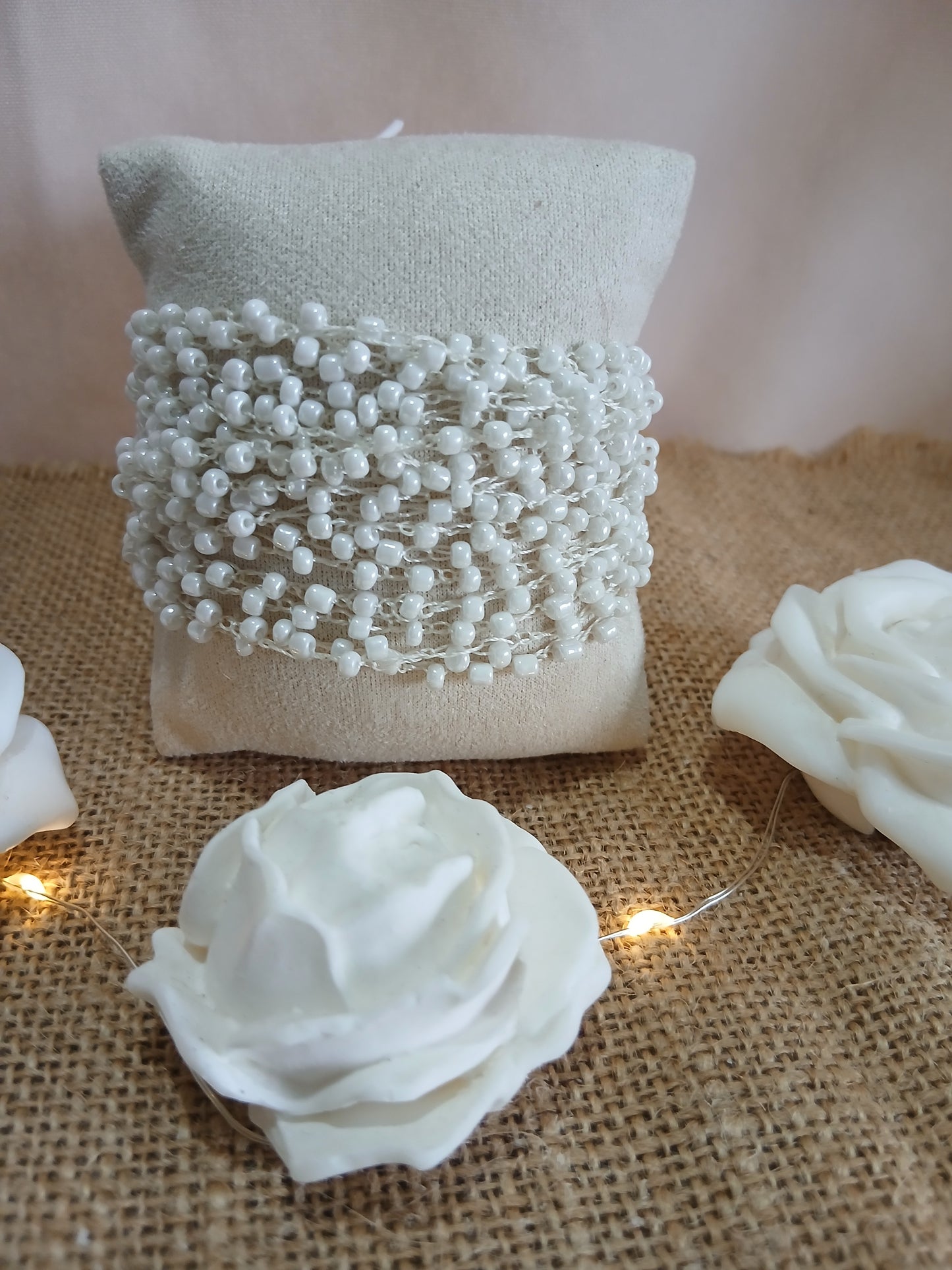 Bracelet Crochet Perles de Rocaille Blanches