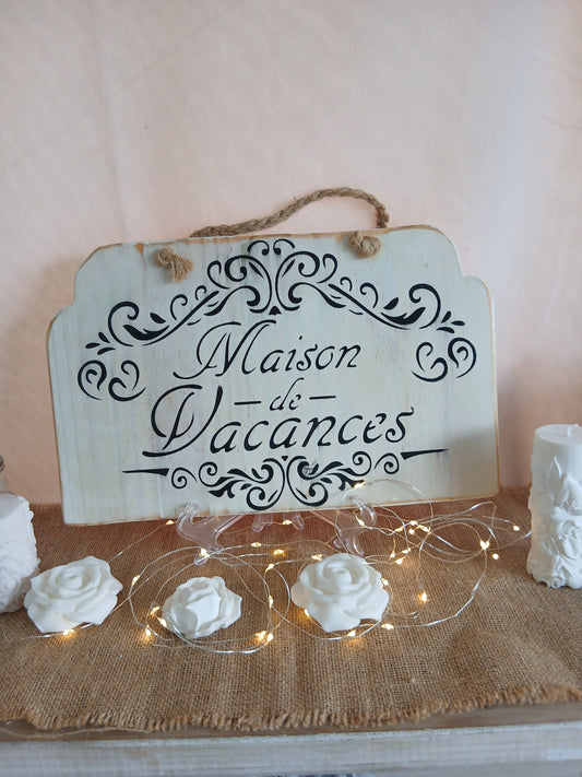 Plaque Décorative "Maison de Vacances" - Style Shabby Chic