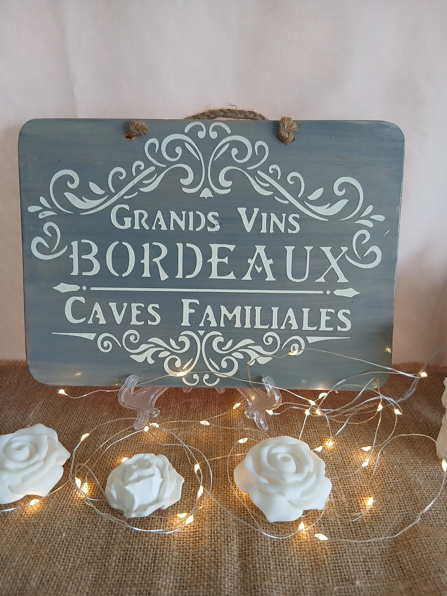 Plaque Décorative "Grands Vins Bordeaux - Caves Familiales" 30x20cm