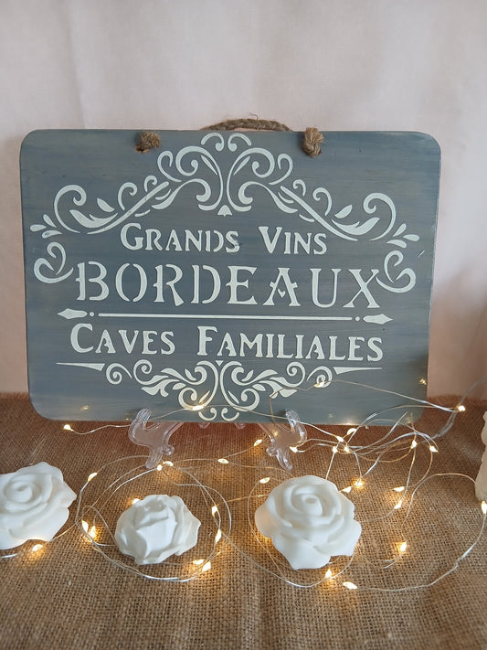 Plaque Décorative "Grands Vins Bordeaux - Caves Familiales" 30x20cm