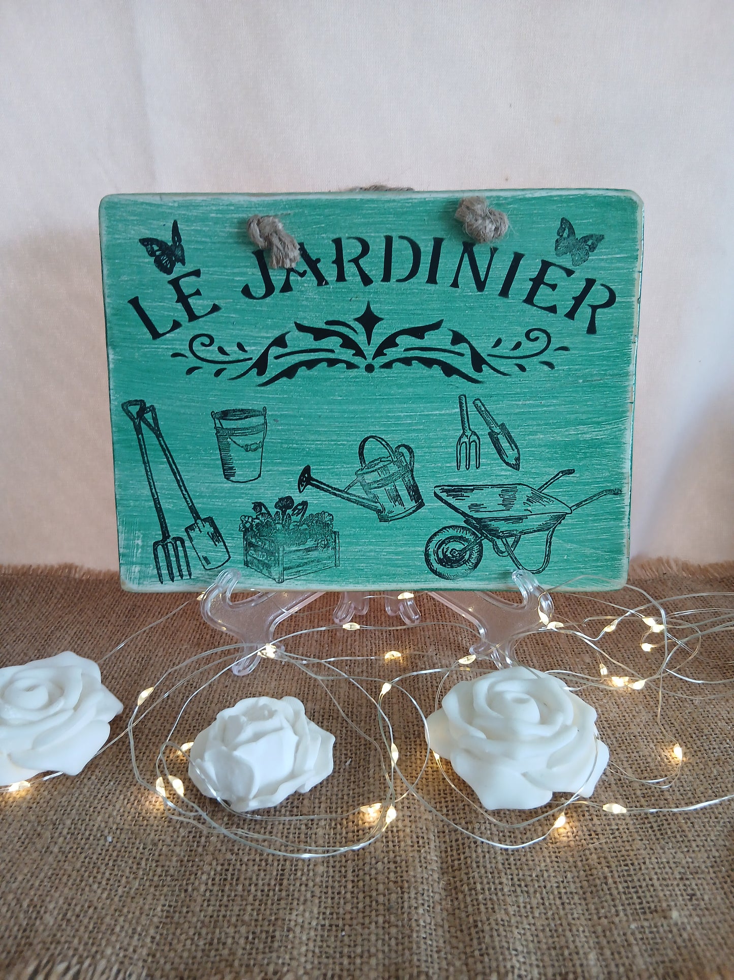 Plaque en bois  de décoration Le jardinier