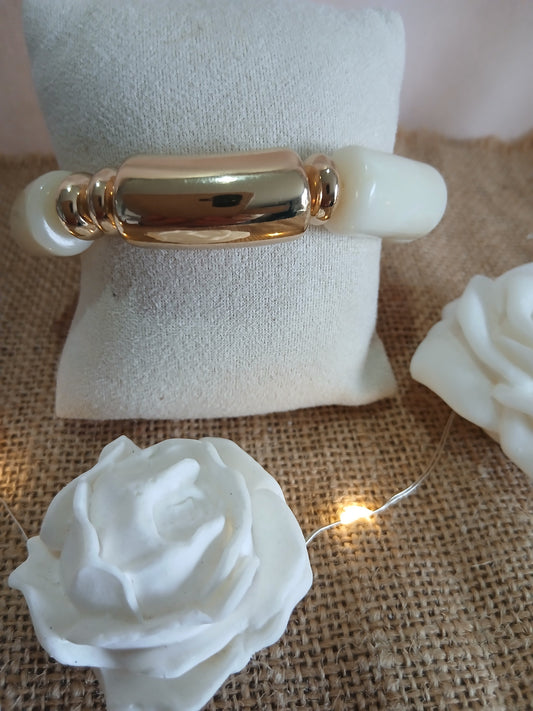 Bracelet Jonc Doré Torsadé sur Élastique