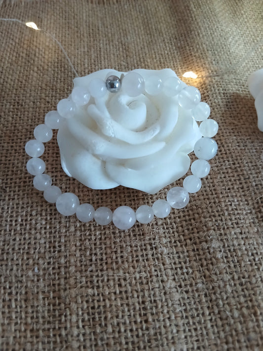 Bracelet Quartz Rose Perles 8mm - Création Artisanale