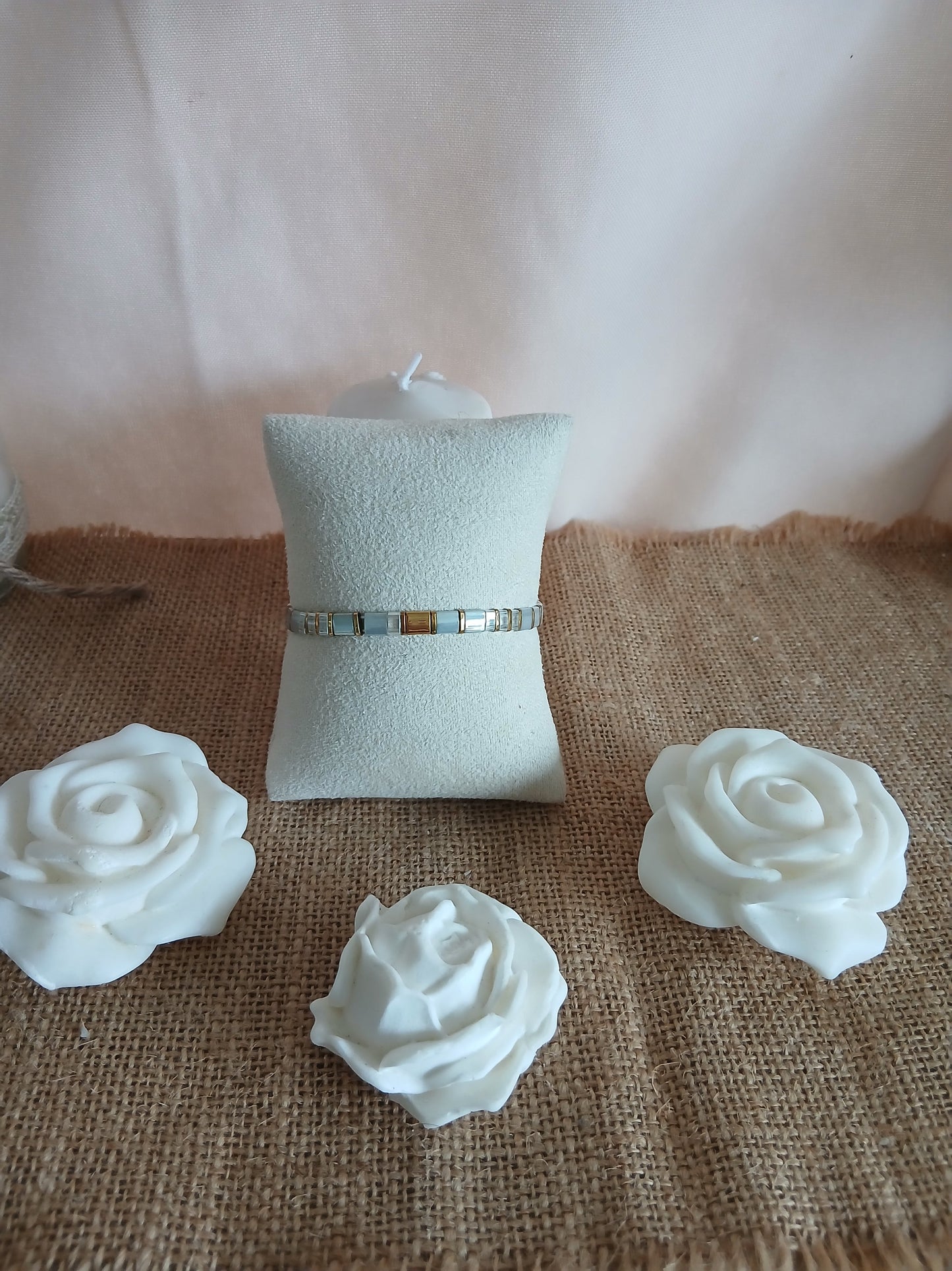 Bracelet Perles Tila Japonaises Gris Nacré