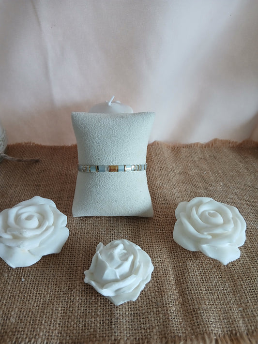 Bracelet Perles Tila Japonaises Gris Nacré