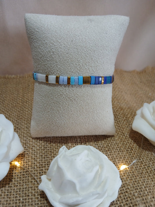Bracelet Perles Tila Japonaises Bleu Turquoise
