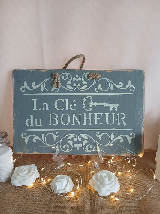 Plaque Décorative "La Clé du Bonheur" 30x20cm