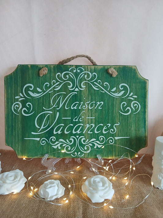 Plaque en bois "Maison de Vacances" 20x30 cm