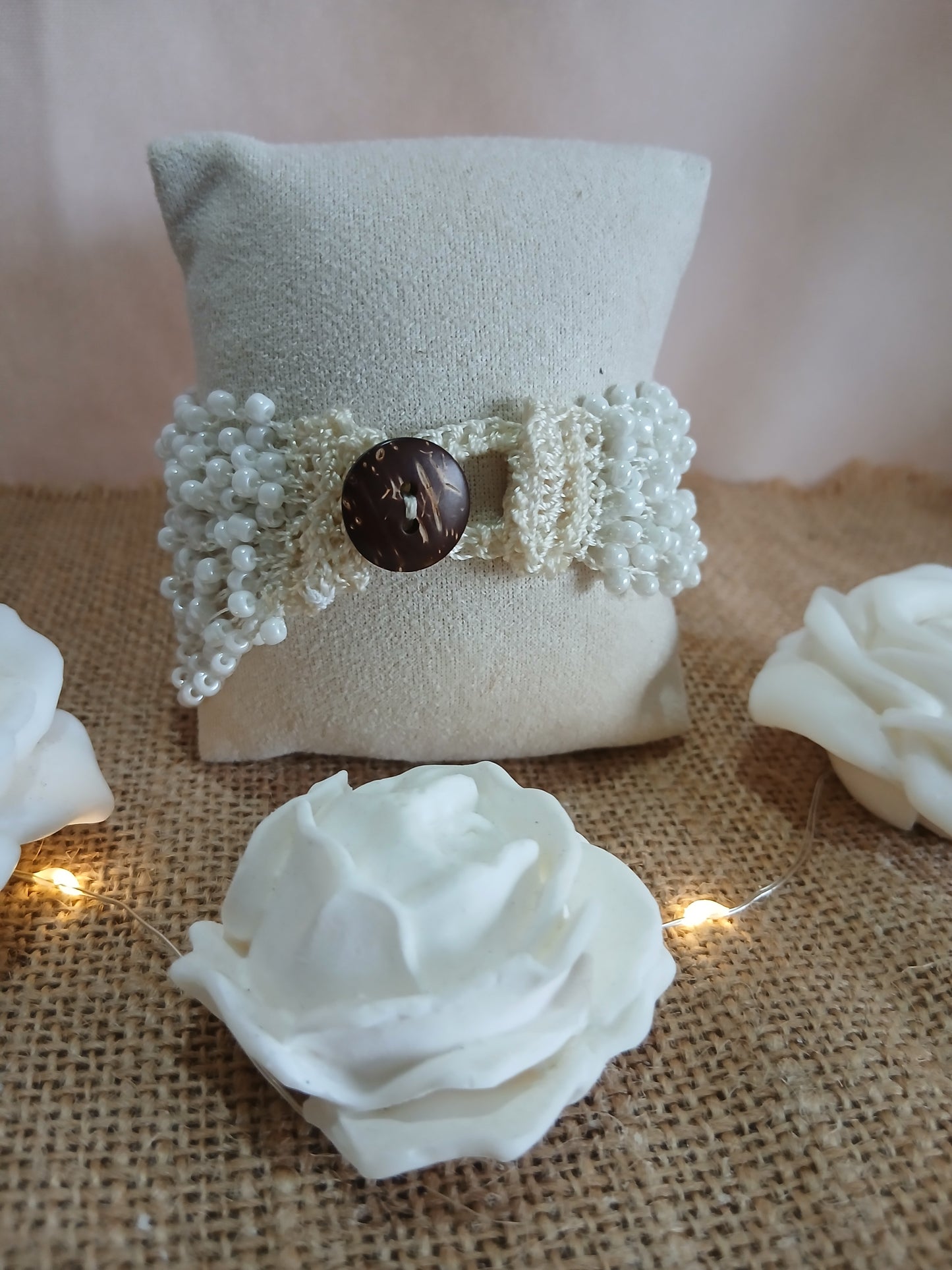 Bracelet Crochet Perles de Rocaille Blanches