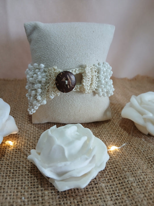 Bracelet Crochet Perles de Rocaille Blanches