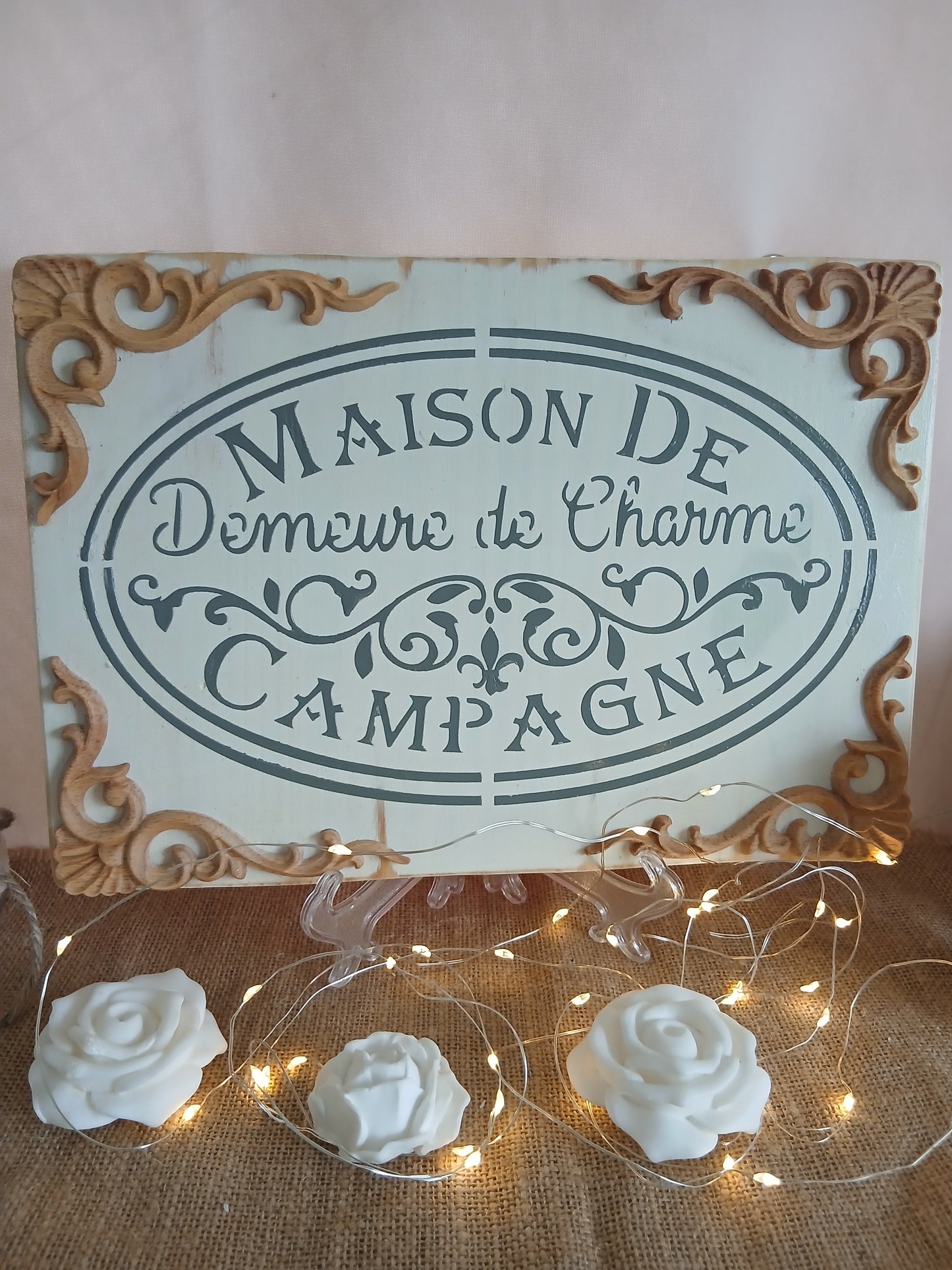 Plaque Décorative "Maison de Demeure de Charme Campagne" 30x20cm