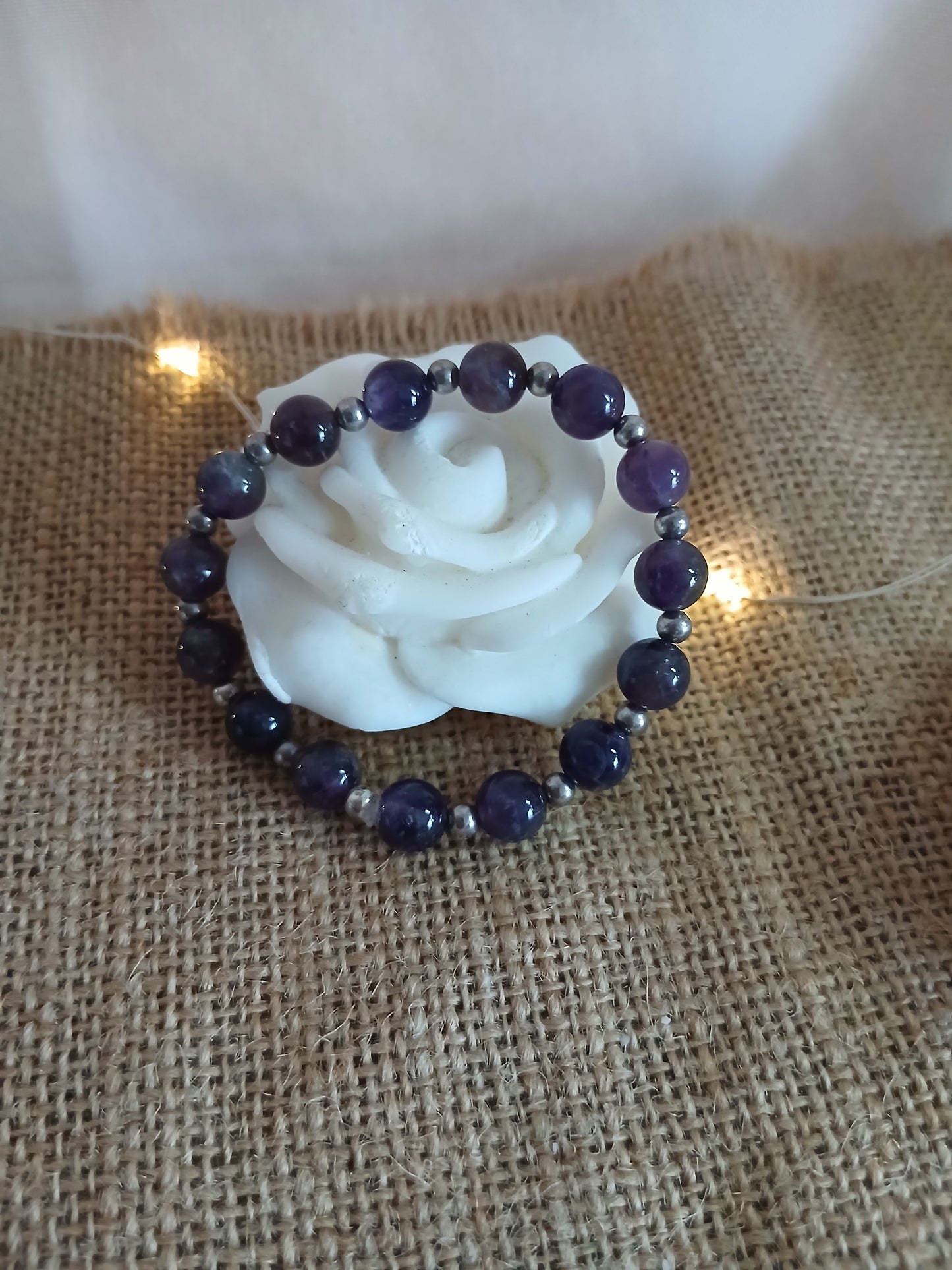Bracelet Améthyste Perles 8mm - Création Artisanale