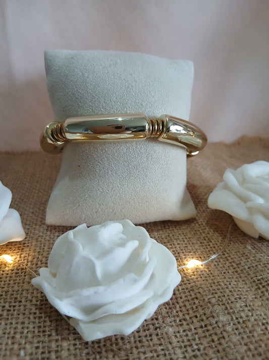 Bracelet Acrylique Doré sur Élastique