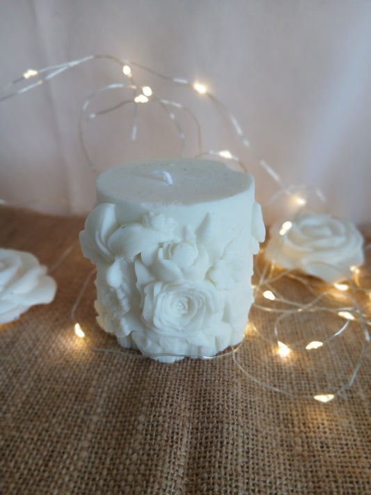 Bougie Fleur Blanc Crème Décorative