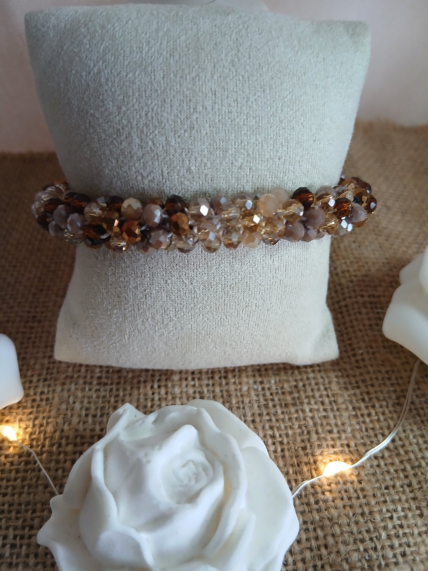 Bracelet  Perles Facettées Doré Nacré
