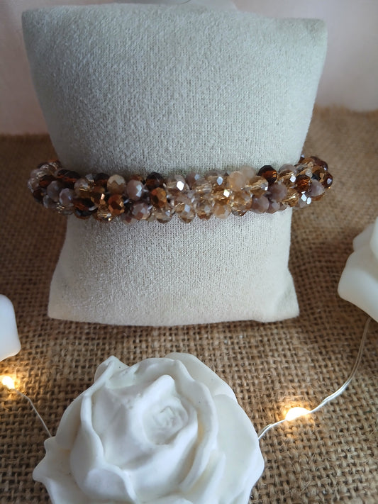Bracelet  Perles Facettées Doré Nacré